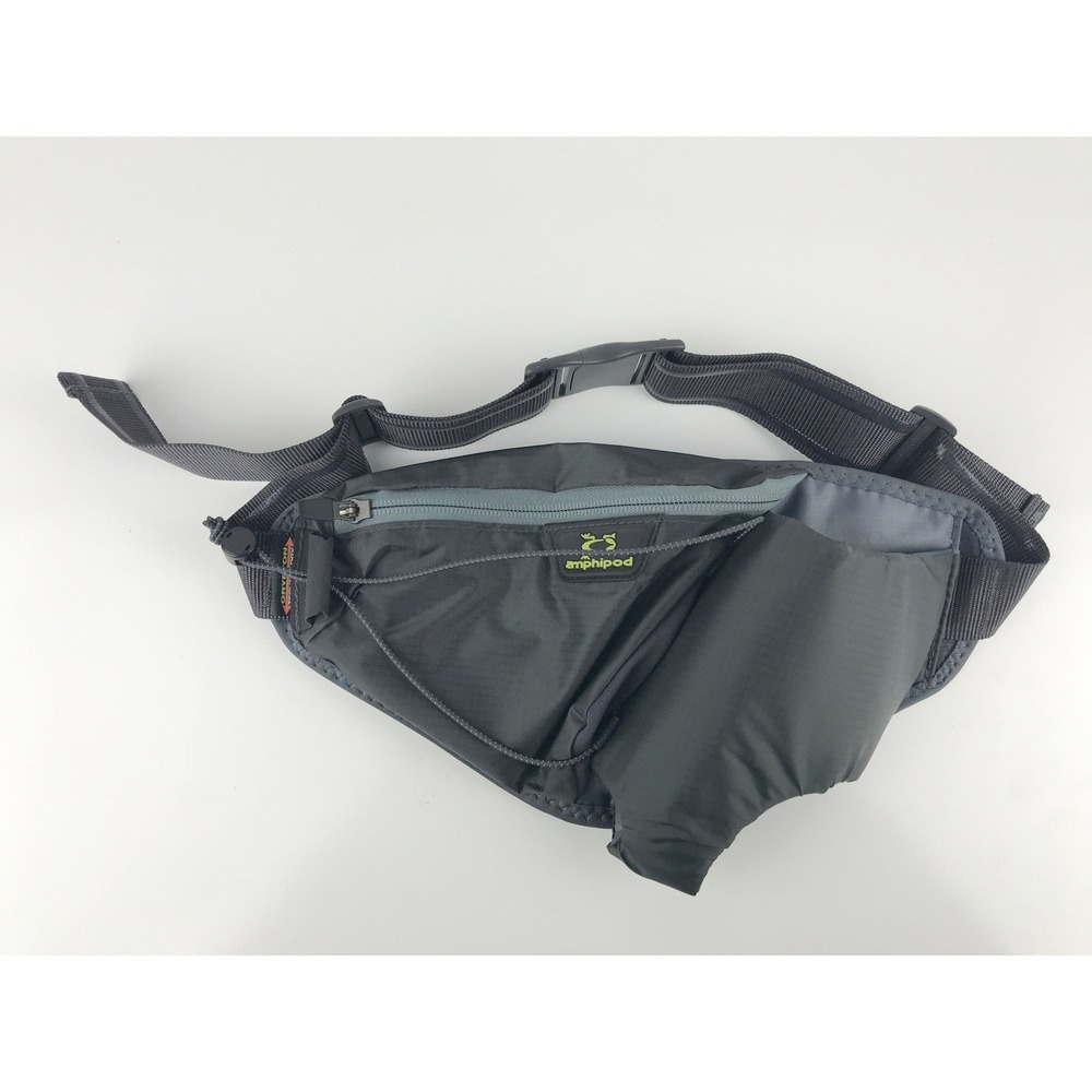 Amphipod Running Belt Fanny Pack Waist Belt Zip Pocket Gray Iphone/Bottle Pocket